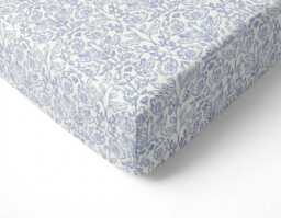 Cottagecore Crib Sheet, Blue Floral Fitted Mini Botanical Nursery Bedding, Pack & Play Mattress Cover, Designer Cotton