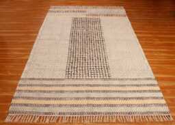 Indian Handmadecotton Dhurrie Rug 5x8 Large Block Print Bohemian 5x8 Feet - thumbnail 1