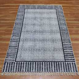 Indian Handmadecotton Dhurrie Rug 5x8 Large Block Print Bohemian 5x8 Feet - thumbnail 3