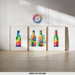 Colourful Kitchen Beer Prints - Set Of 3 Pictures - Watercolor Posters Lover Wall Art Home Decor Dining Room Print - thumbnail 2
