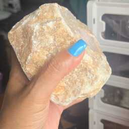Orange Calcite Candle Holder, Stone Crystal Decor - thumbnail 2