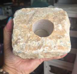 Orange Calcite Candle Holder, Stone Crystal Decor - thumbnail 1