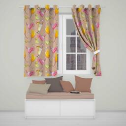 Colorful Cocktail Drinks Peach Background Summer Party Seamless Pattern Readymade Eyelet Ring Top Thermal 100% Blackout Curtains - thumbnail 1