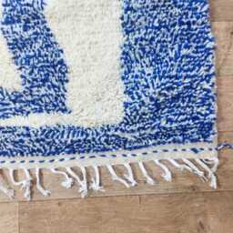 Handmade Blue Moroccan Rug - Diamond Beni Ourain, Custom Size - thumbnail 3