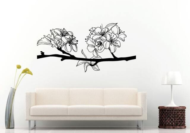 Sakura Japanese Tree Flower Branch Asian Nature Floral Wall Decal Vinyl Sticker Mural Room Decor L1132 - image 1