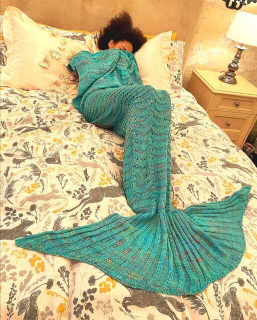 Personalised Mermaid Tail Blanket - Glimmering Kelp Kiss Siren Green Rainbow Gift - image 1