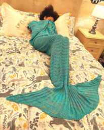Personalised Mermaid Tail Blanket - Glimmering Kelp Kiss Siren Green Rainbow Gift - thumbnail 1