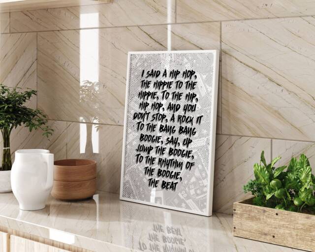 Hip Hop Lyrics Typography Wall Art Print Music Poster Rappers Delight Quote Black White Modern Home Decor Gift For Lovers - image 1