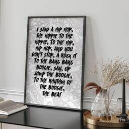 Hip Hop Lyrics Typography Wall Art Print Music Poster Rappers Delight Quote Black White Modern Home Decor Gift For Lovers - thumbnail 2