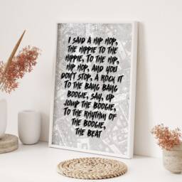 Hip Hop Lyrics Typography Wall Art Print Music Poster Rappers Delight Quote Black White Modern Home Decor Gift For Lovers - thumbnail 3