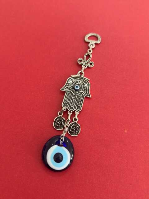 Hamsa Hand Evil Eye Wall Hanging, Rose Detail Protection Amulet, Of Fatima Decor, Turkish Nazar Bead, Boho Good Luck Charm, Home Gift - image 1