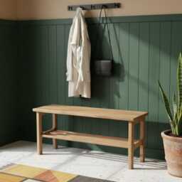Handmade Solid Oak Mudroom Bench Entryway Shoe Storage - thumbnail 4