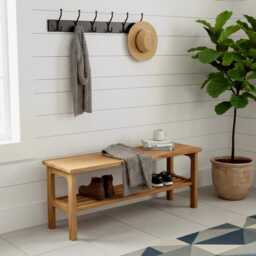 Handmade Solid Oak Mudroom Bench Entryway Shoe Storage - thumbnail 1