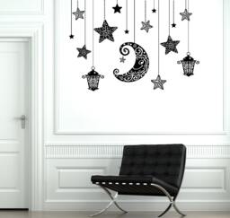 Wall Decal Moon Stars Light Romantic Mural For Bedroom Vinyl Sticker 1890Dz - thumbnail 1