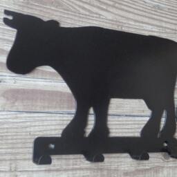 Cow Silhouette Key Hook Rack - Metal Wall Art - thumbnail 2