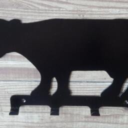 Cow Silhouette Key Hook Rack - Metal Wall Art - thumbnail 3
