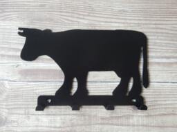 Cow Silhouette Key Hook Rack - Metal Wall Art - thumbnail 1