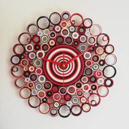 Paper Wall Clock, Unique Decor, Unusual Clocks, Silent Rustic Decoration, Housewarming Gift, Red Black Clock - thumbnail 3