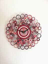 Paper Wall Clock, Unique Decor, Unusual Clocks, Silent Rustic Decoration, Housewarming Gift, Red Black Clock - thumbnail 1