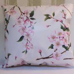 Outdoor Cushion Made Of Oilcloth - Springy Living, Garden & Lounge Decoration - Pattern Cherry Blossoms in Three Different Sizes - thumbnail 1