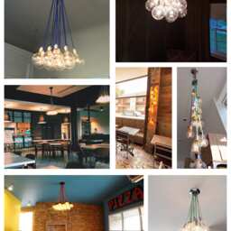 14 Pendant Light Cluster - Chandelier Lighting Led Living Room Hanging Ceiling Fixture Custom Green, Brass, Modern Unique - thumbnail 3