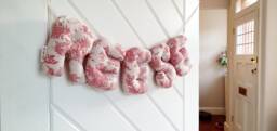 Personalised Name Banner, Red Toile De Joie. Baby Wall Hanging. Shower Gift. Garland. Nursery French Decor