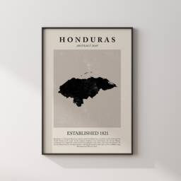 Honduras Map Vintage Abstract Wall Art Print Picasso + Matisse Inspired Travel Poster - thumbnail 2