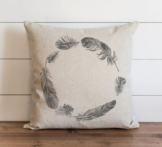 Feather Wreath 20 X Pillow Cover // Everyday Tribal Throw Gift For Her Accent - image 1