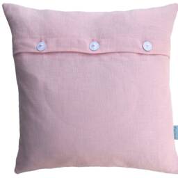 Linen Cushion Pink, Cover Button Placket With Twirl Buttons, Size Selectable 40X40-45X45-50X50-40X60-60 X 60 cm, Rose, Cushion Cover, Sofa Cushion - thumbnail 2