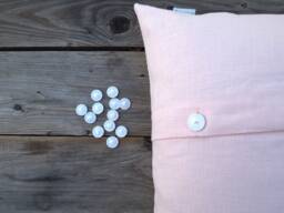 Linen Cushion Pink, Cover Button Placket With Twirl Buttons, Size Selectable 40X40-45X45-50X50-40X60-60 X 60 cm, Rose, Cushion Cover, Sofa Cushion