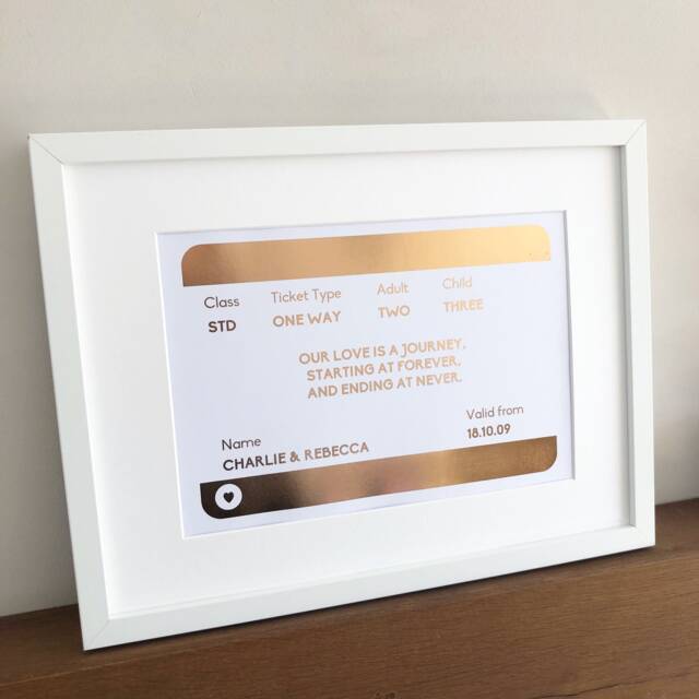 New Home Gift For Couples, Transport Him, From Her, Train Print, Ticket First Anniversary - image 1