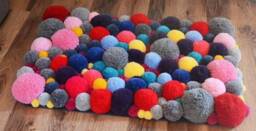 A Colorful Rug Made Of Pompons Different Size. Dimension 16 Inches X 24 Inches - thumbnail 4