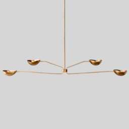 Mid Century Sputnik Chandelier, Brass & Black Orb Light Fixture - thumbnail 3