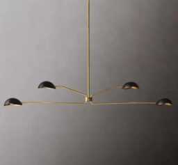 Mid Century Sputnik Chandelier, Brass & Black Orb Light Fixture - thumbnail 1