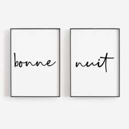 Bonne Nuit Print, French Set Of 2 Prints, Good Night Posters, Fun Typography Ideal For Bedrooms Or Guest Rooms, Room Art - thumbnail 1