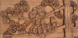 Custom Family Owl Wood Carving, Personalized Wall Art - 100cm X 50cm - thumbnail 1