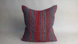 Vintage Hmong Batik Hemp Pillow Cover - Handwoven Tribal Textile Cushion - thumbnail 1