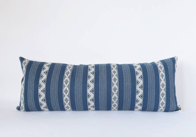 Natural Canvas Lumbar Pillow - Indigo - image 1