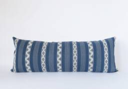 Natural Canvas Lumbar Pillow - Indigo