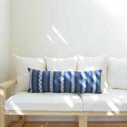 Natural Canvas Lumbar Pillow - Indigo - thumbnail 2