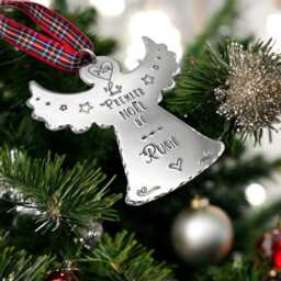 French Personalized Angel Tree Ornament, Baby's First Christmas Custom Decoration - thumbnail 2