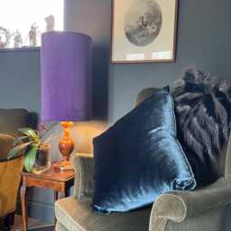 Purple Velvet Cylinder Lampshade, Extra Tall Lampshade Plain Purple Berry Velvet - thumbnail 3