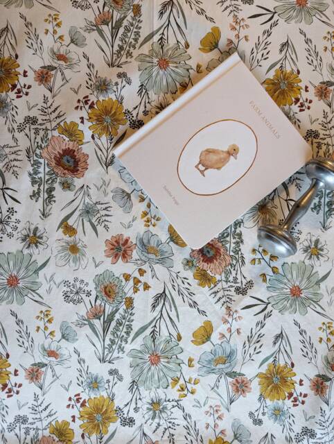 Floral Fitted Crib Sheet Muted Pink, Green, Yellow, Ivory Garden - 100% Cotton - image 1