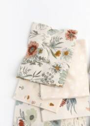 Floral Fitted Crib Sheet Muted Pink, Green, Yellow, Ivory Garden - 100% Cotton - thumbnail 3