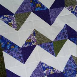 Unfinished Quilt Top, Modern Queen Quilt, Chevron Pattern, Queen Blanket, Green, Purple, Navy, Cream, Quilt Kit, Ready To - thumbnail 2