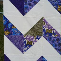Unfinished Quilt Top, Modern Queen Quilt, Chevron Pattern, Queen Blanket, Green, Purple, Navy, Cream, Quilt Kit, Ready To - thumbnail 3