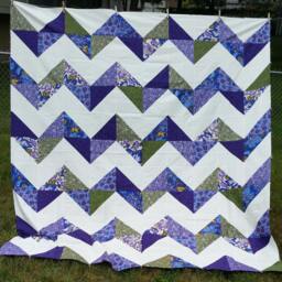 Unfinished Quilt Top, Modern Queen Quilt, Chevron Pattern, Queen Blanket, Green, Purple, Navy, Cream, Quilt Kit, Ready To