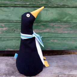 Parky Penguin Doorstop/Bookend. Fabric Penguin Doorstop. Flat Packed Black Funny Doorstops. Animal Doorstops - thumbnail 2