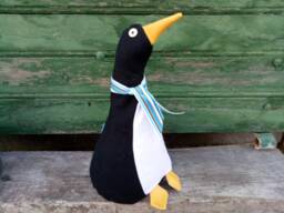 Parky Penguin Doorstop/Bookend. Fabric Penguin Doorstop. Flat Packed Black Funny Doorstops. Animal Doorstops - thumbnail 1