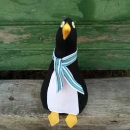Parky Penguin Doorstop/Bookend. Fabric Penguin Doorstop. Flat Packed Black Funny Doorstops. Animal Doorstops - thumbnail 3